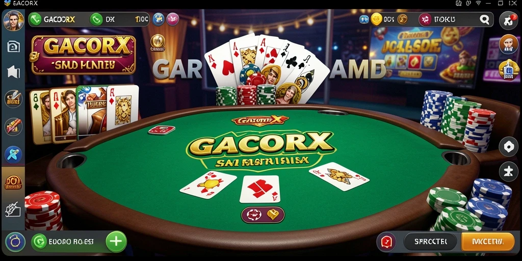 Gameplay GACORX dalam pertandingan poker yang seru dan kompetitif.